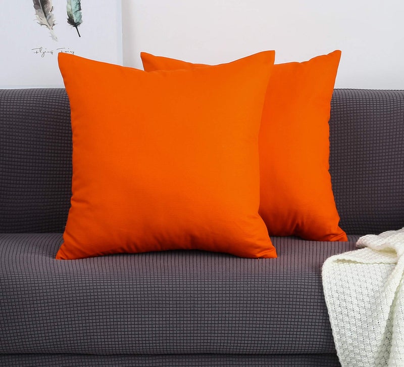 TangDepot Handmade Decorative Solid 100% Cotton Canvas Throw Pillow Covers/Pillow Shams, (16"x16", Orange) - Image 2